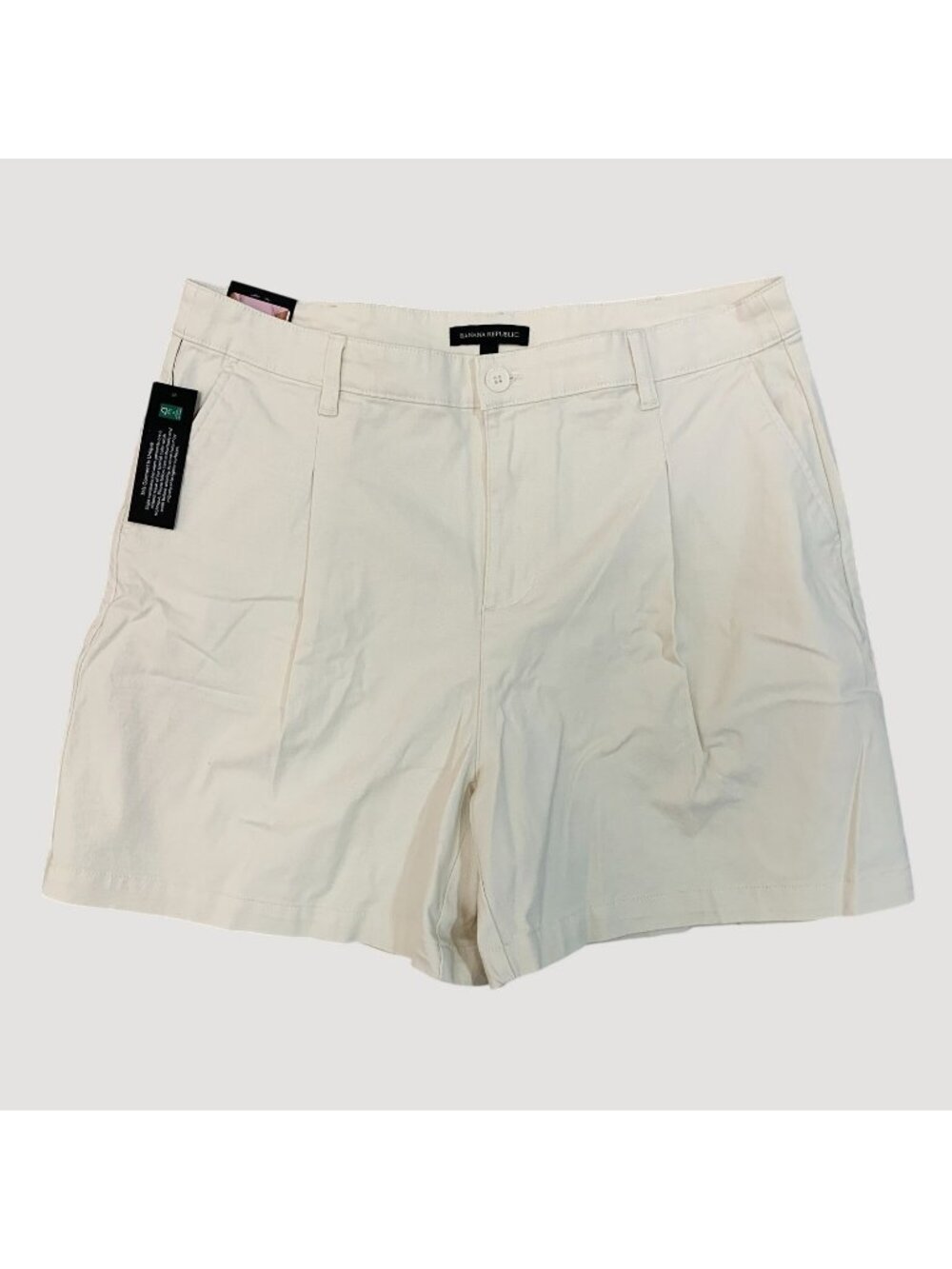 NWT Banana Republic Women's 14 Beige Tan Pleat Front Chino Shorts 5.5" Inseam